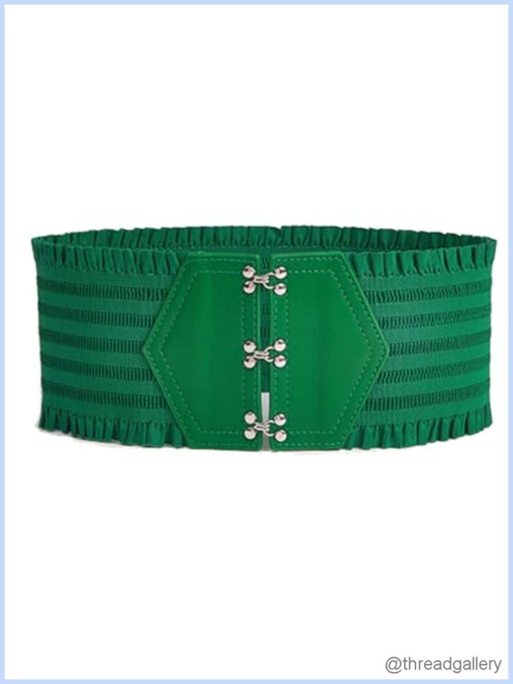 Women's Wide Lace Ruffle Flower Buckle Stretch Waist Belt for Dress